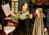 Portrait Canvas Paintings - The Duet, Portrait Of Alexandra, Daughter Of Rev. G. Kitchin And Winifrid, Daughter Of The Painter